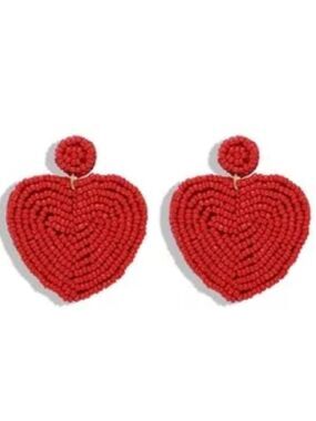 Seed Bead Heart Earrings